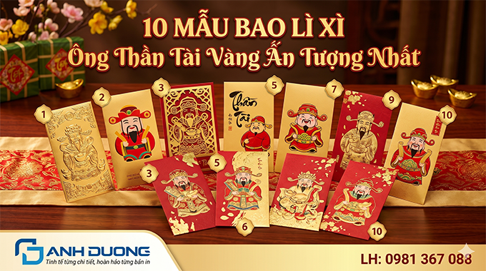 10 mẫu bao lì xì ông thần tài vàng ấn tượng nhất
