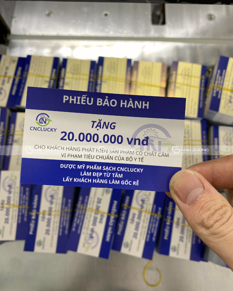 In thẻ bảo hành tại Ánh Dương