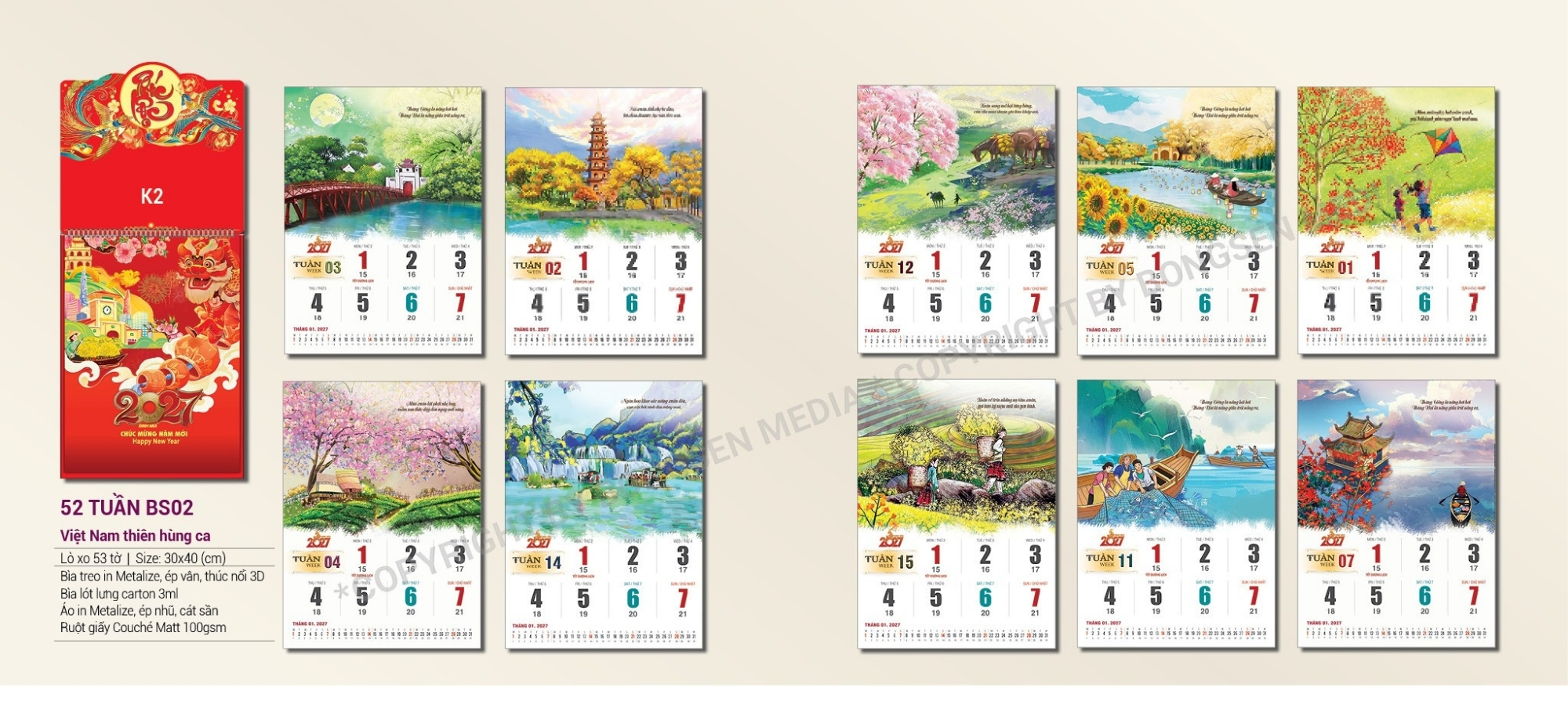 Lịch lò xo treo tường