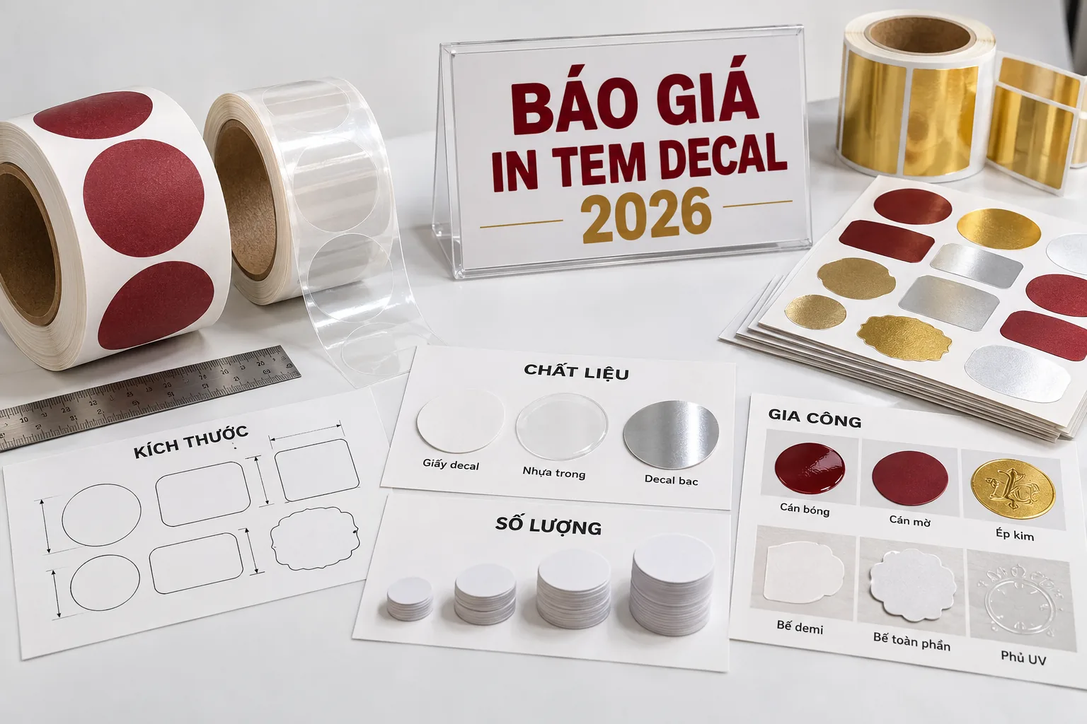 Các yếu tố ảnh hưởng báo giá in tem decal 2026