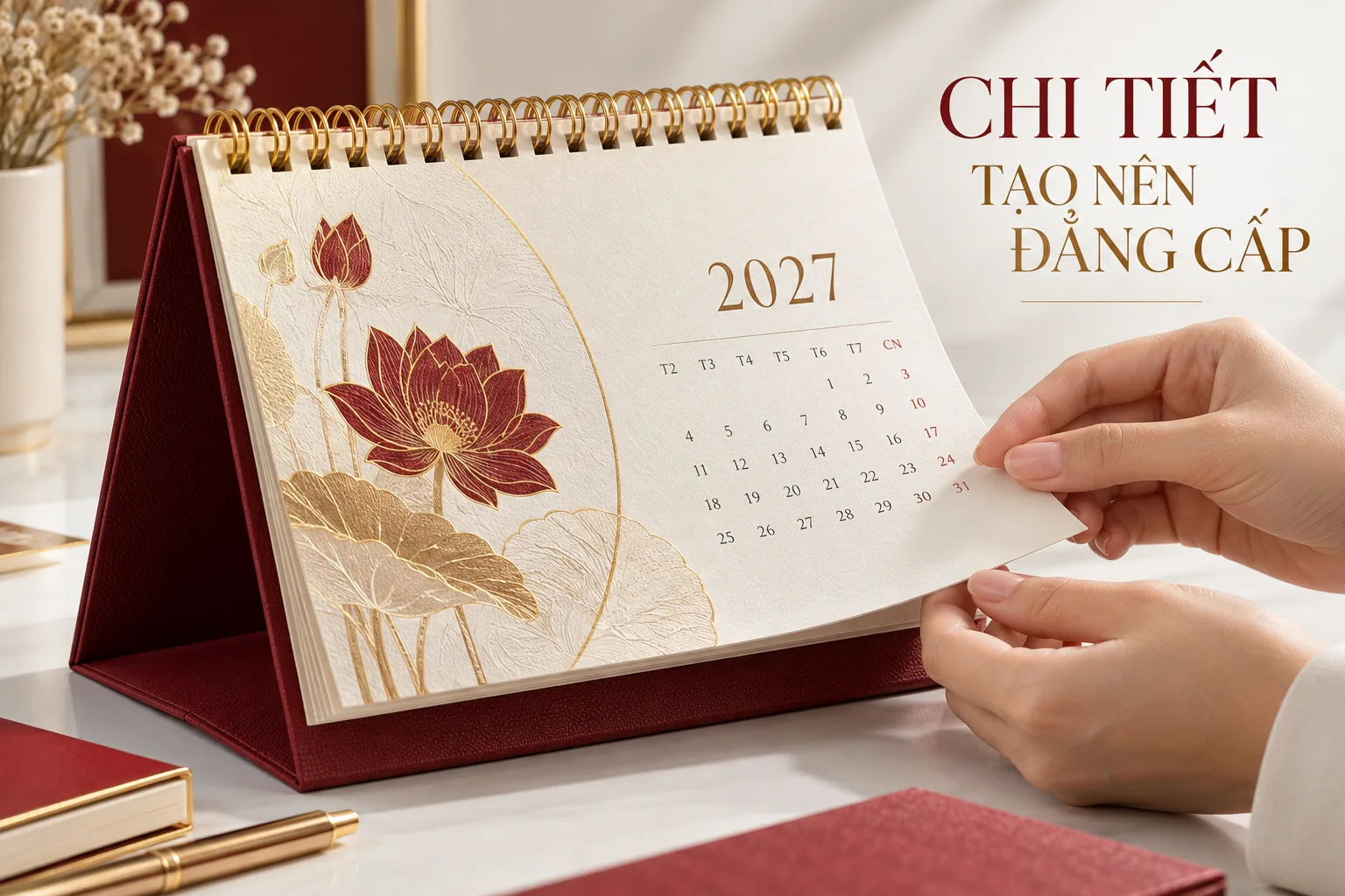 Chi tiết hoàn thiện lịch bàn cao cấp