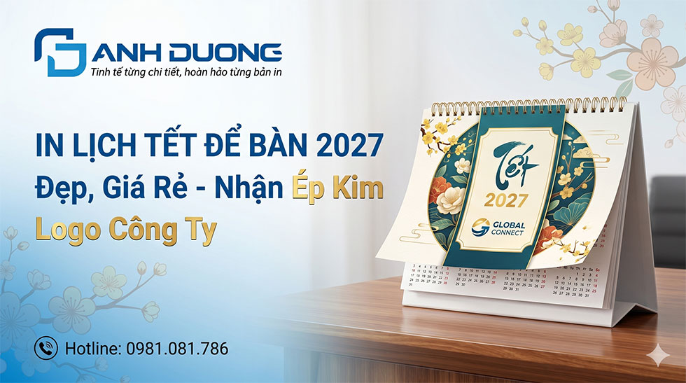 In Lịch Tết Để Bàn 2027 Đẹp, Giá Rẻ - Nhận Ép Kim Logo Công Ty