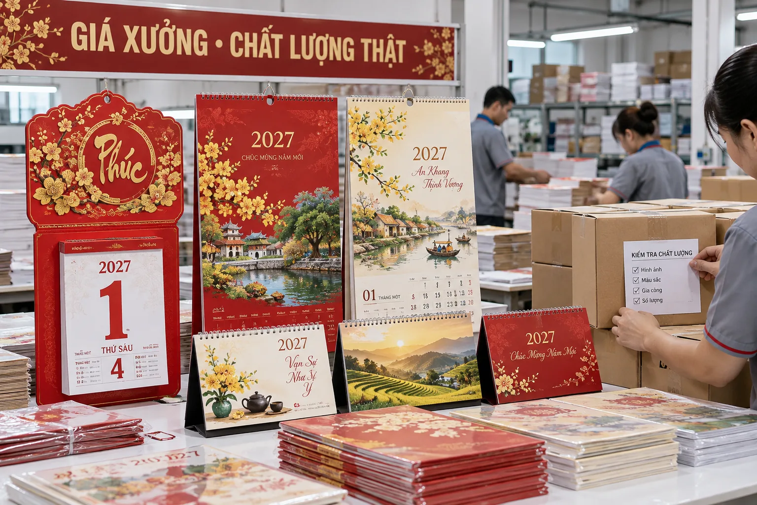 Các mẫu lịch Tết 2027 sản xuất trực tiếp tại xưởng