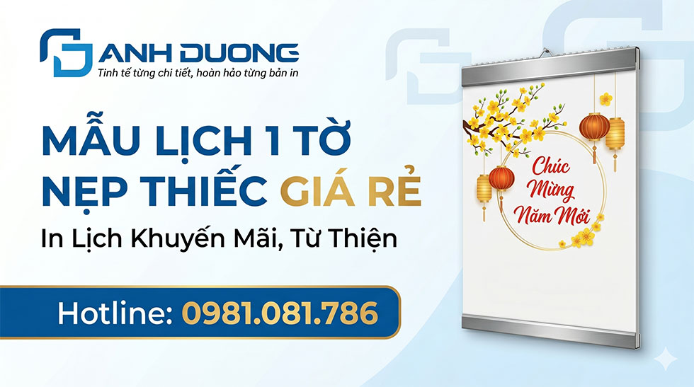 Mẫu Lịch 1 Tờ Nẹp Thiếc Giá Rẻ - In Lịch Khuyến Mãi, Từ Thiện