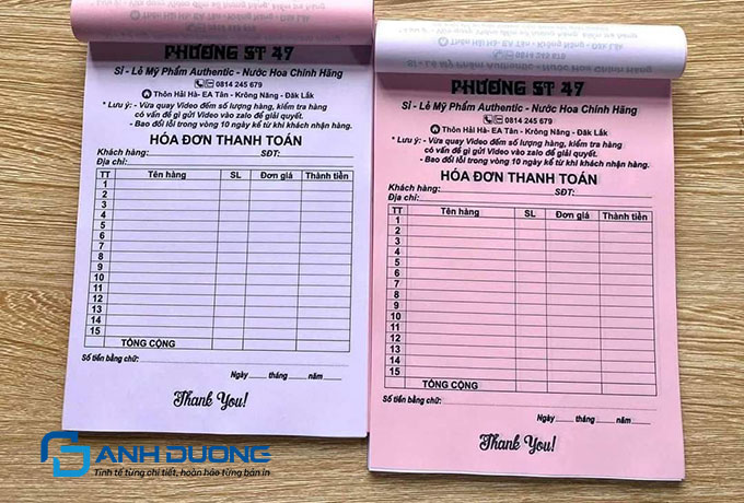 Kích thước cuốn hóa đơn - Phổ biến nhất là hóa đơn 2 liên A5