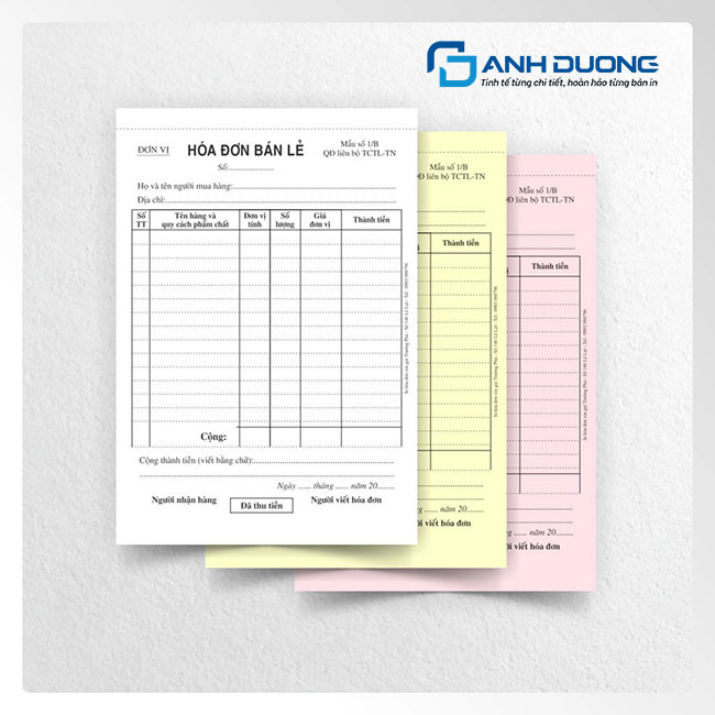 Dịch vụ in hóa đơn A4, in phiếu xuất kho 3 liên giấy Carbonless cho doanh nghiệp tại xưởng In Ấn Ánh Dương