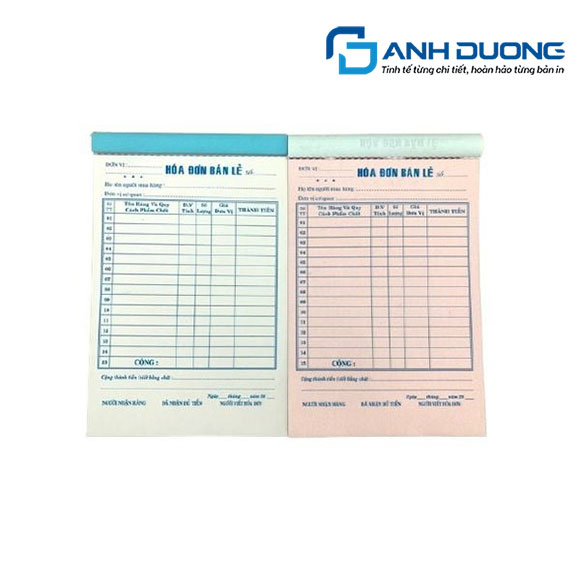 In hóa đơn GTGT giá rẻ – Lấy ngay trong ngày tại xưởng 8 In hóa đơn bán lẻ giá rẻ tại xưởng In Ấn Ánh Dương