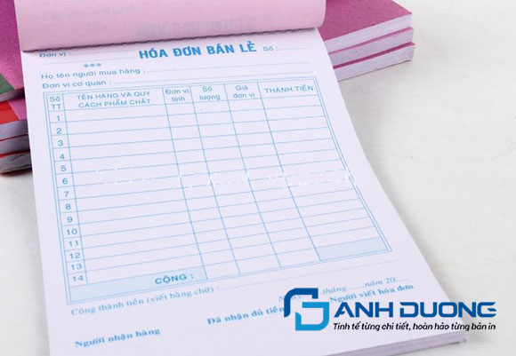 In hóa đơn GTGT giá rẻ – Lấy ngay trong ngày tại xưởng 7 In hóa đơn bán lẻ giá rẻ tại xưởng In Ấn Ánh Dương