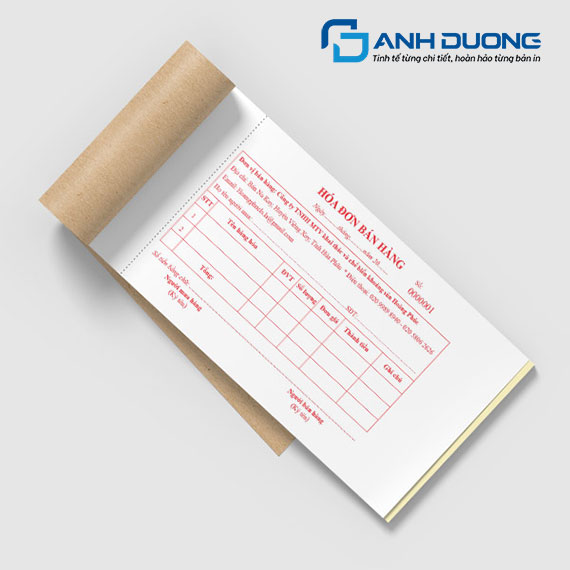 Báo giá in hóa đơn số lượng ít tại xưởng In Ấn Ánh Dương