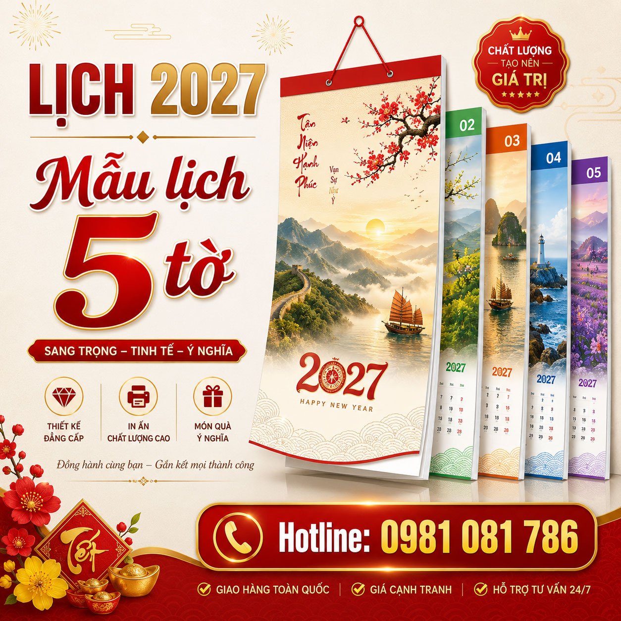 Mẫu lịch 5 tờ