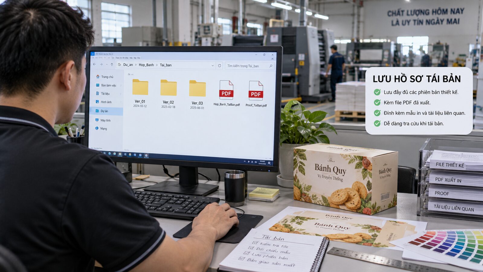 Chuyên viên lưu file in và mẫu chuẩn để tái bản