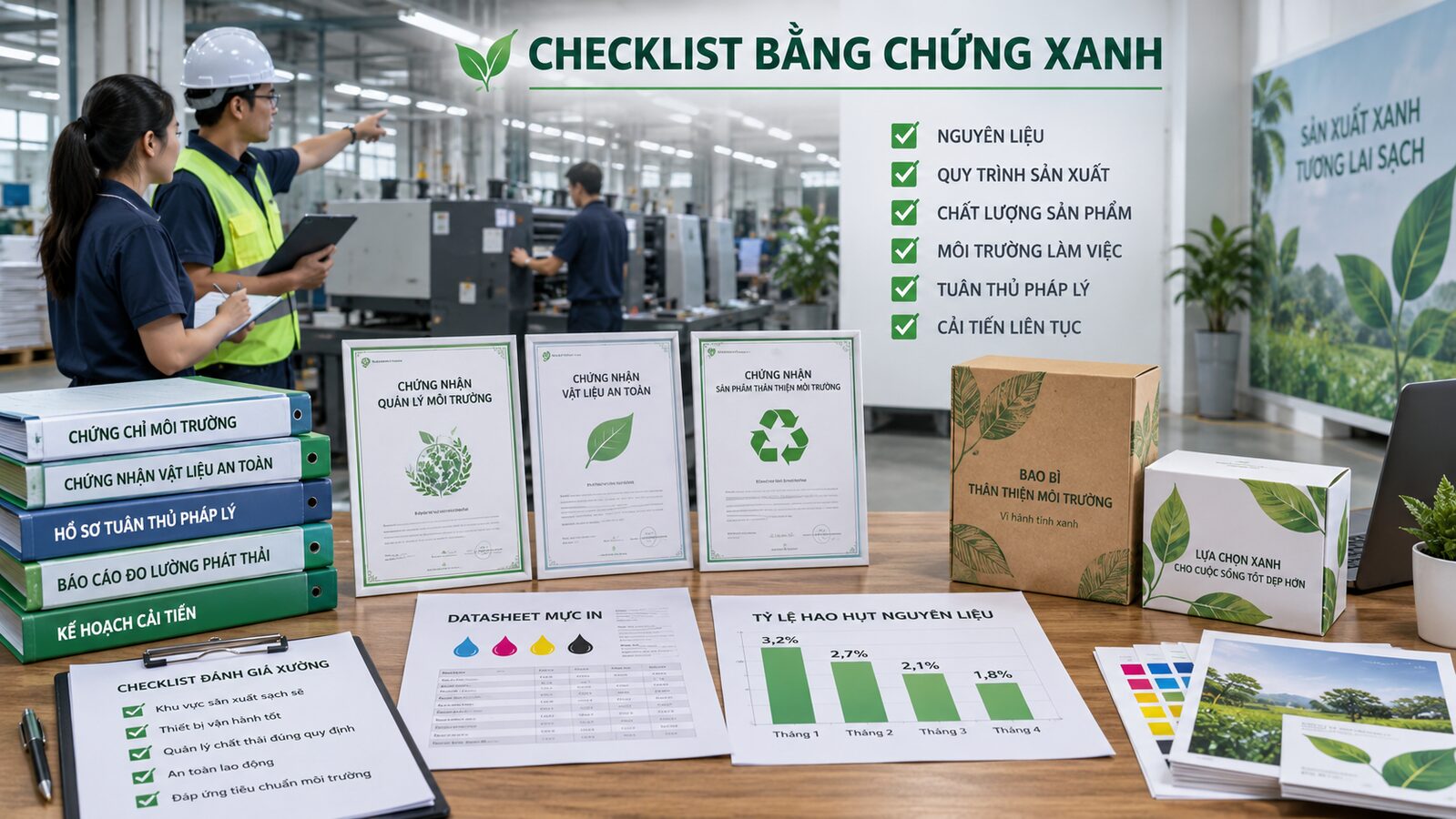 Checklist bằng chứng khi chọn xưởng in xanh