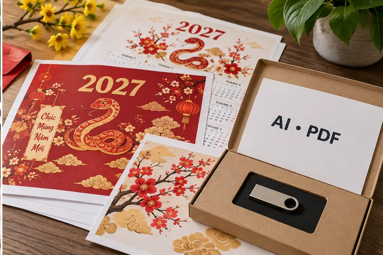 Bộ file AI và PDF lịch Tết dành cho designer