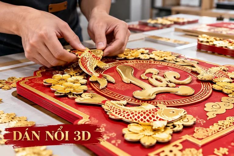 Gia công khánh lịch bloc dán nổi 3D