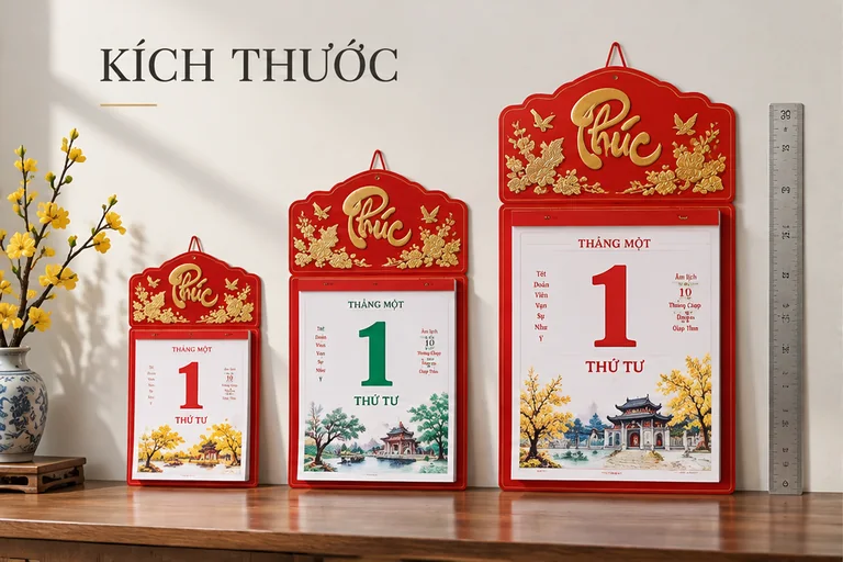 So sánh các kích thước lịch bloc phổ biến