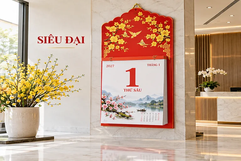 Lịch bloc siêu đại trưng bày tại sảnh