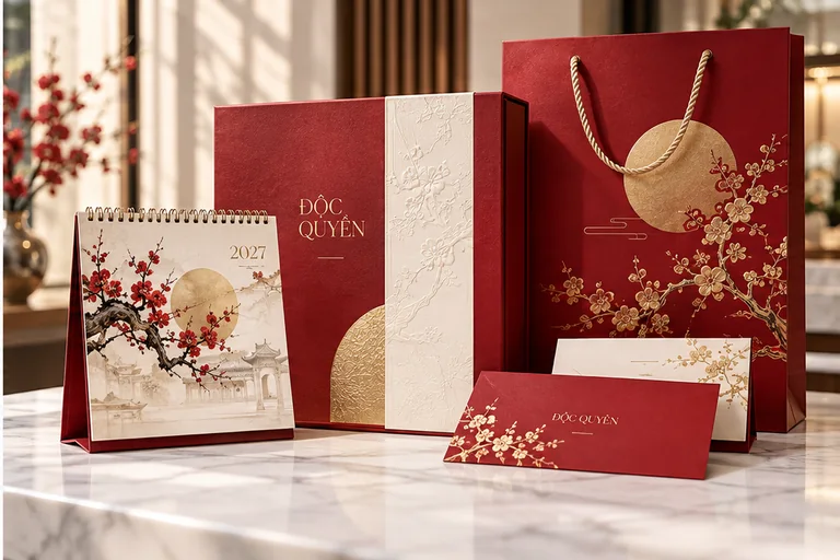 Bộ lịch Tết độc quyền kèm hộp và túi quà