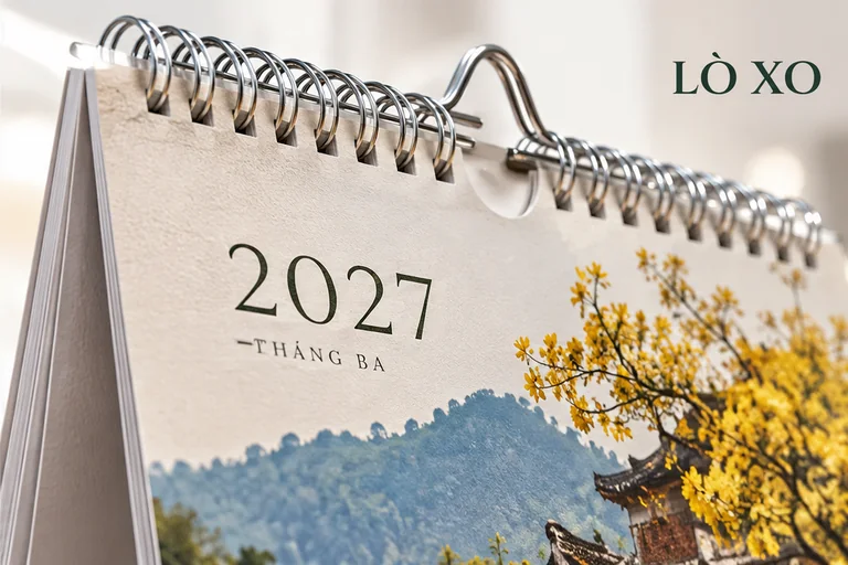 Chi tiết lò xo và giấy của lịch 7 tờ