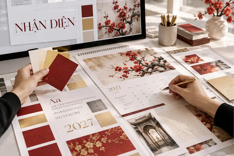 Thiết kế lịch Tết theo nhận diện thương hiệu