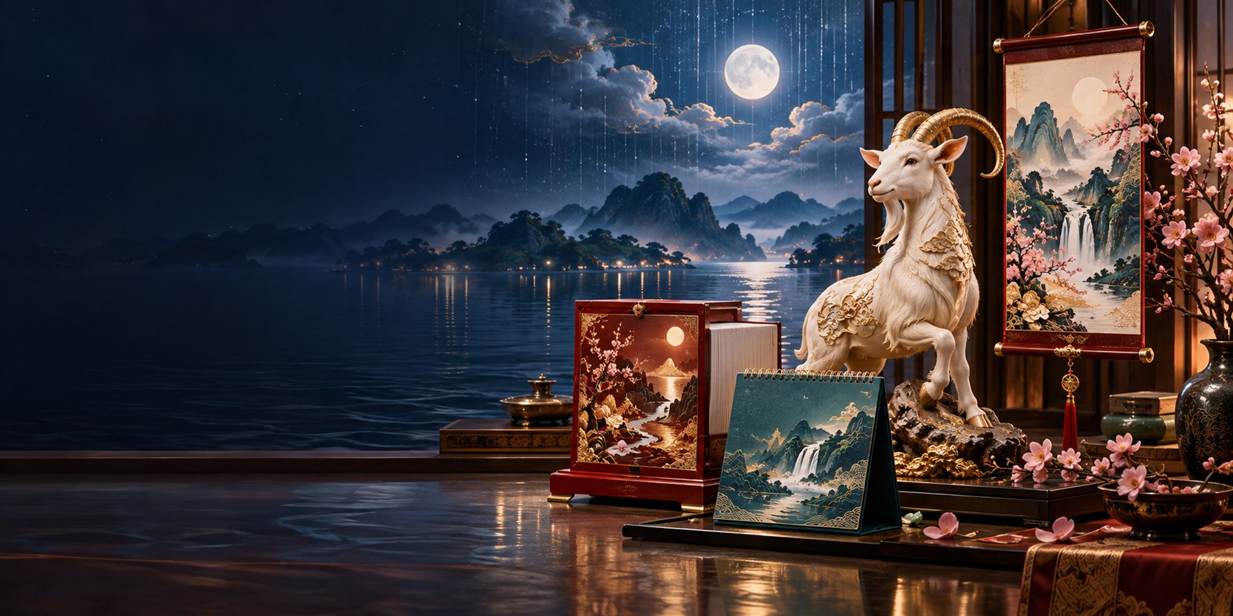 Lịch Tết 2027 3 Linh vật Dê và bộ lịch Tết Đinh Mùi 2027 lấy cảm hứng từ Thiên Hà Thủy