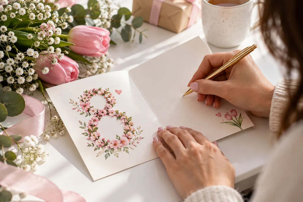 Viết lời chúc tặng mẹ trên thiệp 8 tháng 3