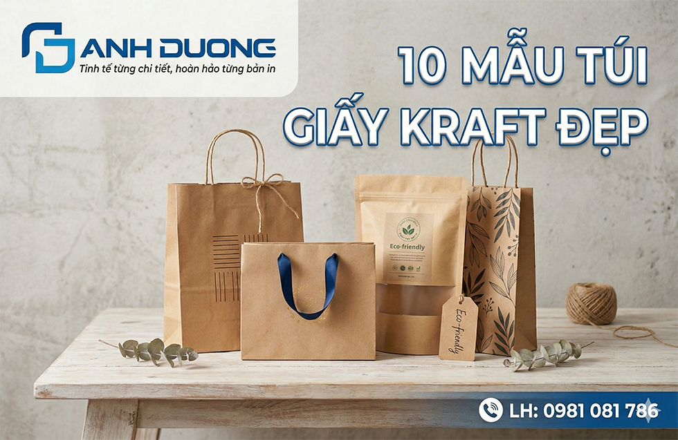 11+ Mẫu Túi Giấy Kraft Đẹp & Xu Hướng Bao Bì Xanh (2026)