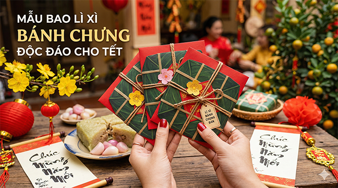 15 mẫu bao lì xì bánh chưng vô cùng độc đáo, ý nghĩa