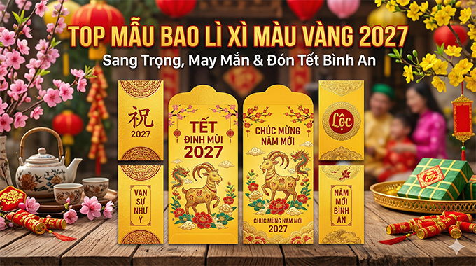 17 mẫu bao lì xì màu vàng được yêu thích