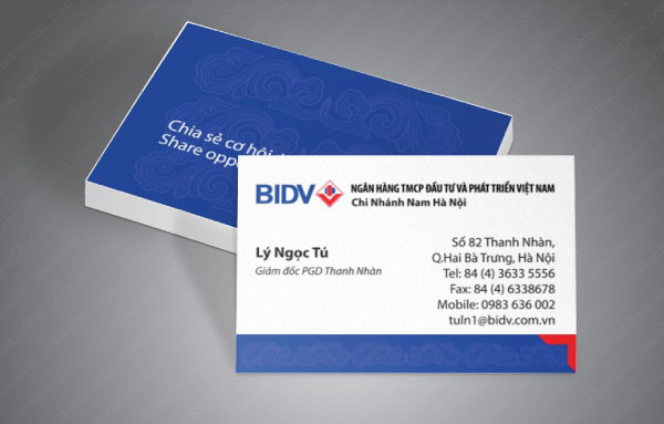 Card visit giám đốc ngân hàng BIDV