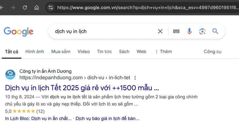 Top 1 từ khoá Dịch vụ in lịch tết
