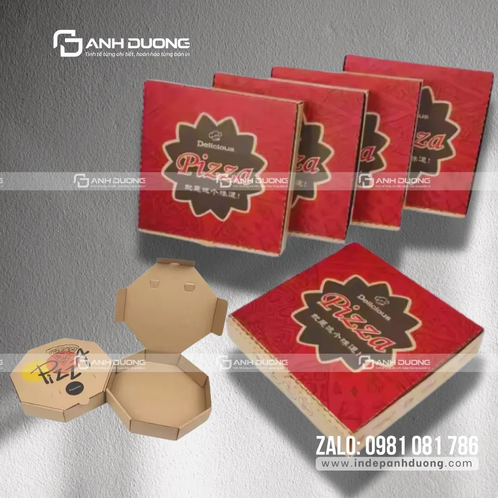 Hộp Giấy Đựng Pizza: Kết Cấu, Vật Liệu & Cách Đặt In 2 Kết cấu hộp pizza có lỗ thông khí