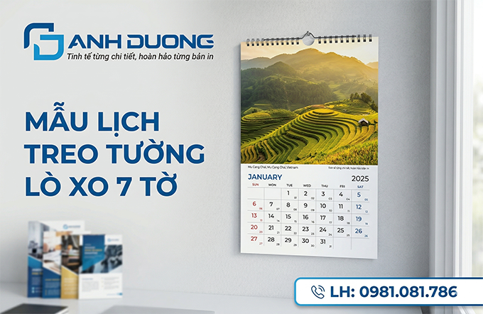Mẫu lịch treo tường lò xo 7 tờ