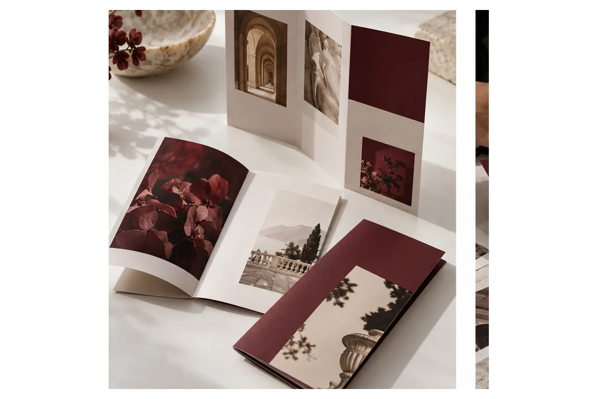 Các loại brochure – ảnh chụp sản phẩm minh họa