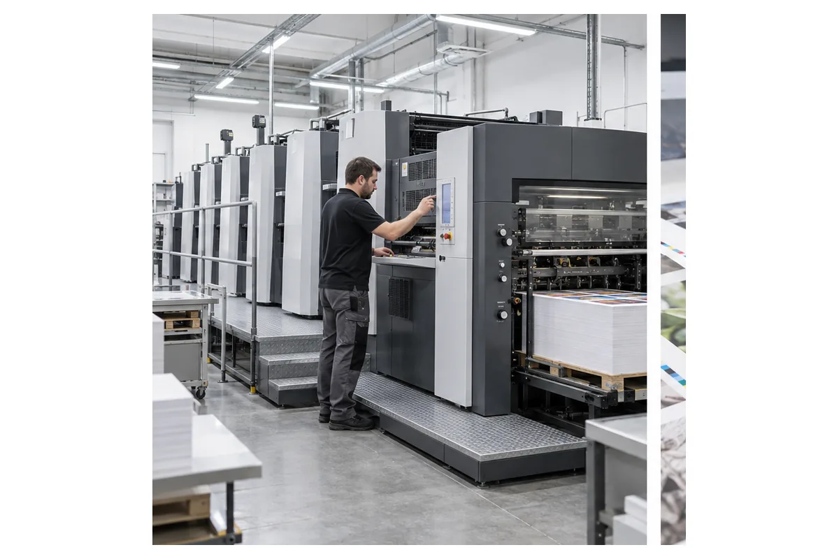 Máy In Offset Roland 500: Đặc Điểm & Ứng Dụng 2 Nguyên lý in offset tờ rời – ảnh chụp sản phẩm minh họa