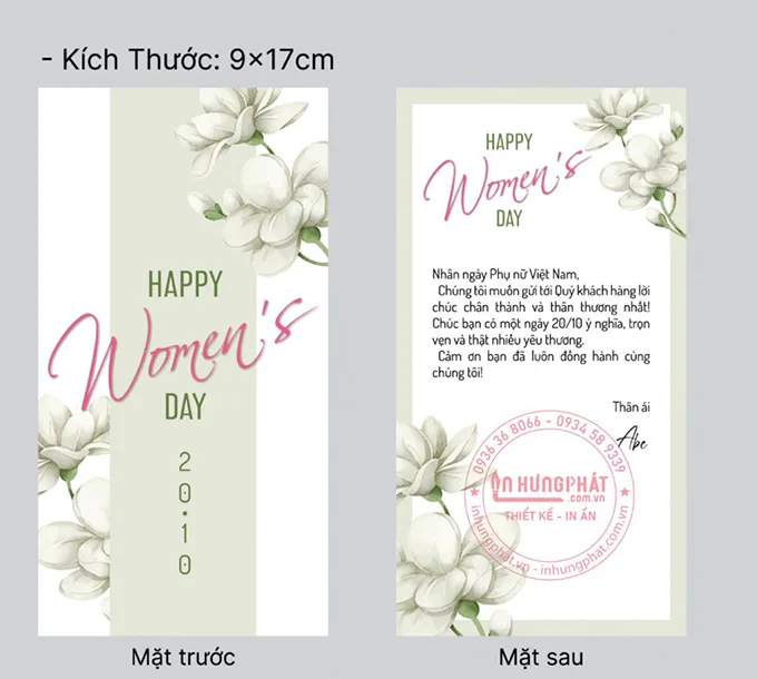 Thiệp 20/10: Kích Thước, Nội Dung & Cách Đặt In 1 Mẫu thiệp chúc mừng ngày 20 tháng 10