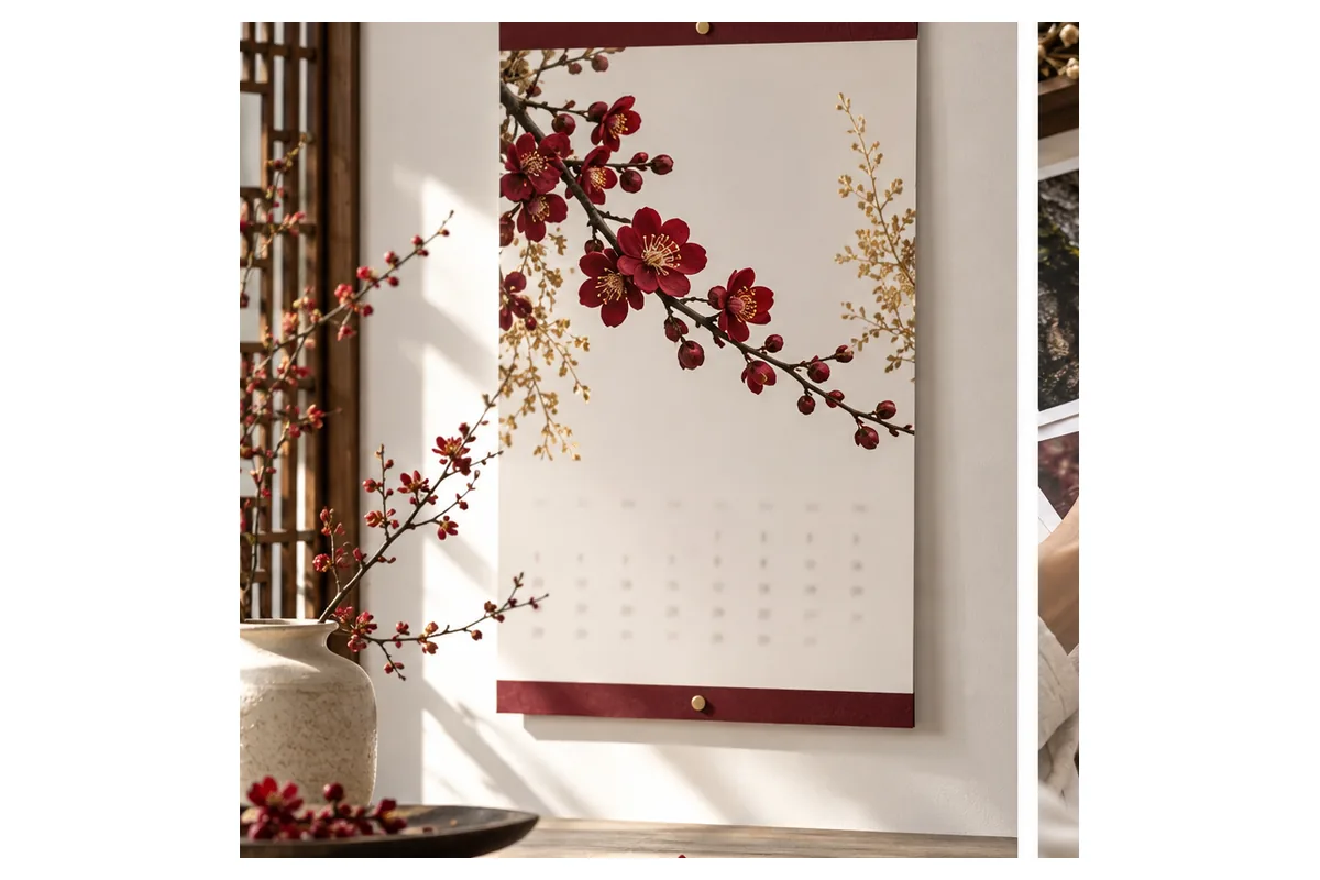 Xu Hướng Thiết Kế Lịch Tết: Bố Cục, Màu & Chất Liệu 2 Bố cục tối giản, ưu tiên chức năng – ảnh chụp sản phẩm minh họa