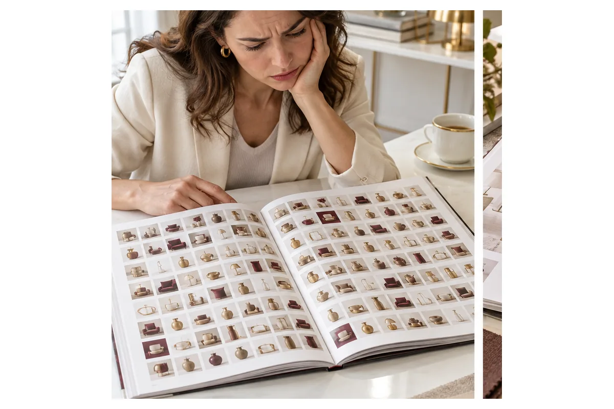 Catalogue Đẹp Nhưng Kém Hiệu Quả: Nguyên Nhân & Cách Sửa 3 Biến thông tin thành cấu trúc dễ quét – ảnh chụp catalogue minh họa