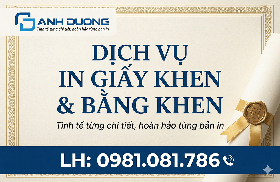 Dịch vụ in giấy khen / bằng khen lấy ngay tại Hà Nội
