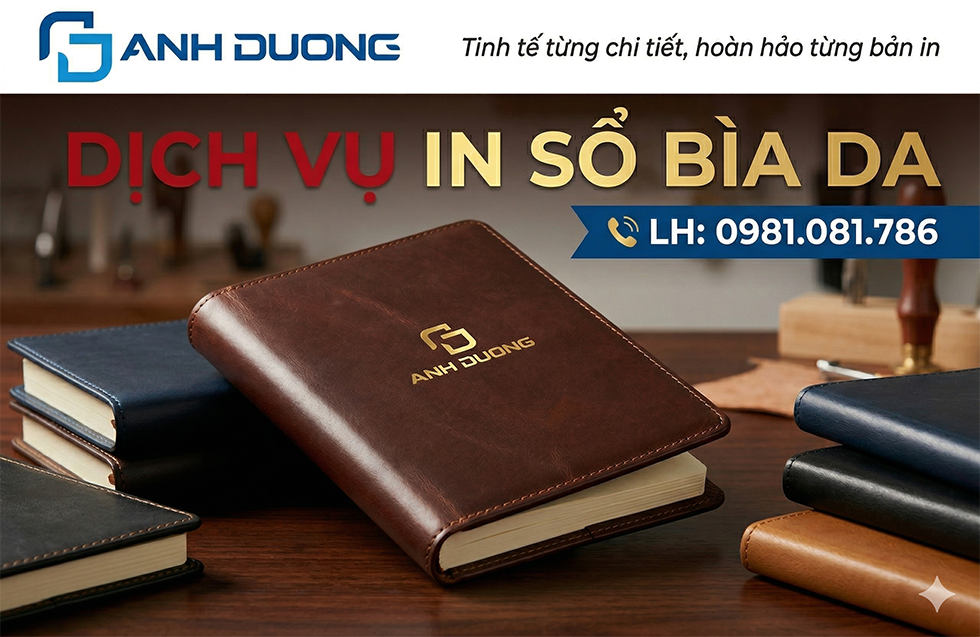 Dịch vụ in sổ bìa da chất lượng cao - Giá rẻ tại In Đẹp Ánh Dương