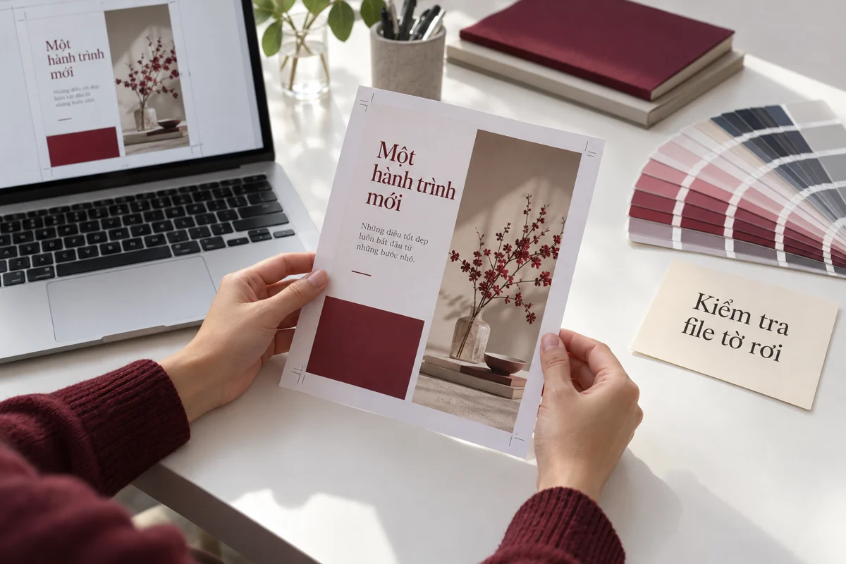 Đối chiếu file thiết kế với bản in thử tờ rơi