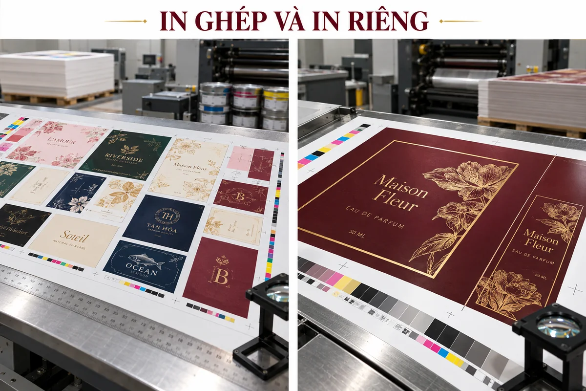 So sánh in ghép và in riêng – ảnh chụp sản phẩm minh họa