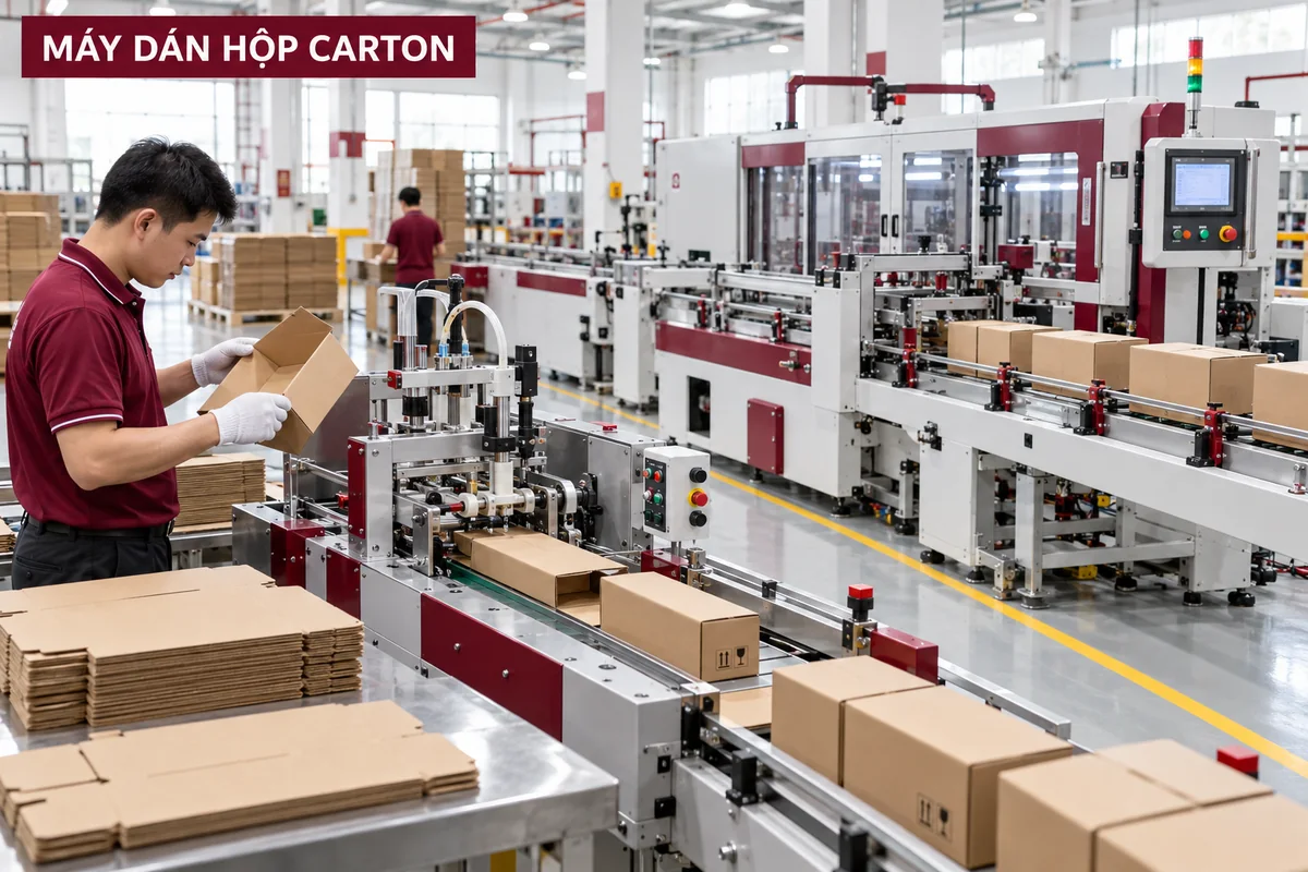 Các loại máy dán hộp carton – ảnh chụp sản phẩm minh họa