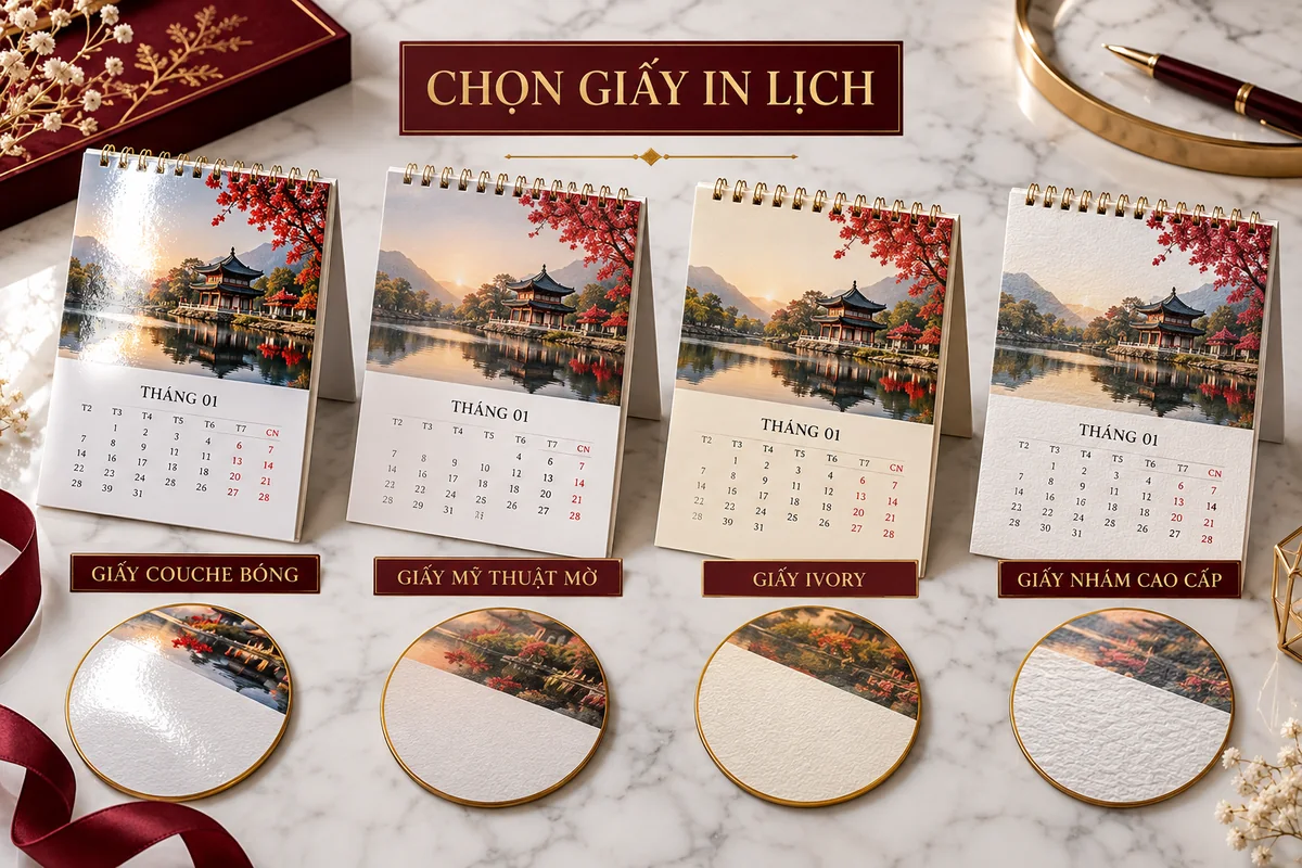 Cách chọn giấy cho lịch – ảnh chụp thực tế