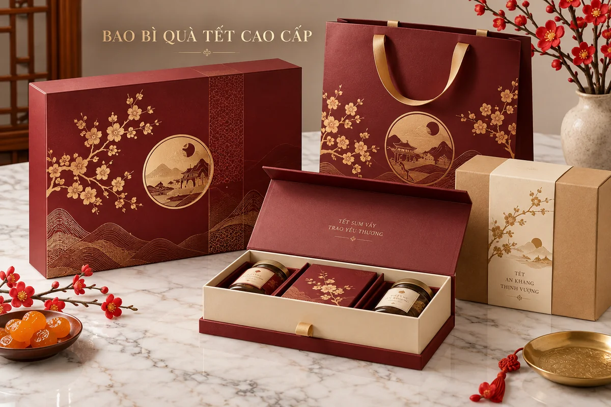 4. Vai trò của bao bì quà Tết trong nâng tầm món quà – ảnh chụp thực tế