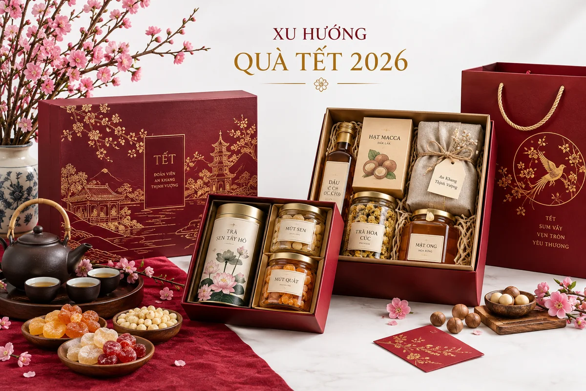 2. Các loại quà Tết truyền thống và hiện đại – ảnh chụp thực tế
