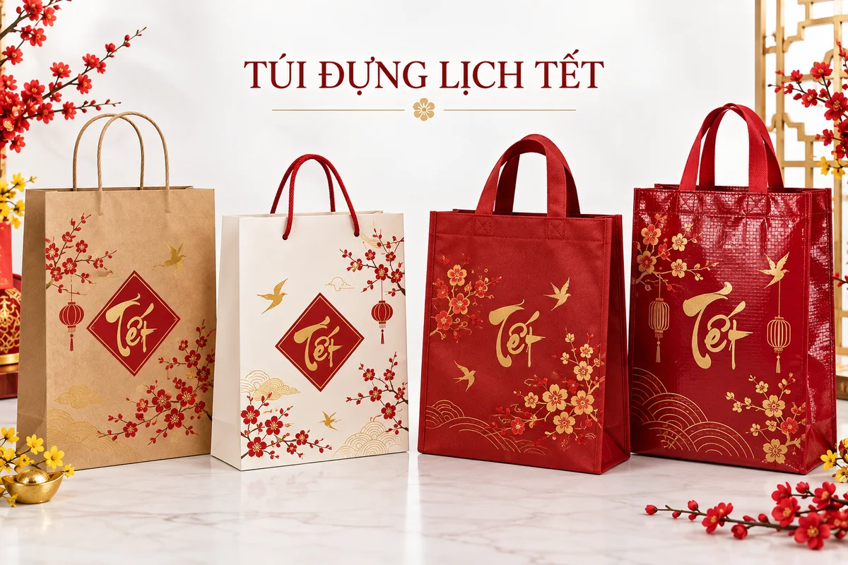 Các loại túi đựng lịch Tết phổ biến – ảnh chụp thực tế