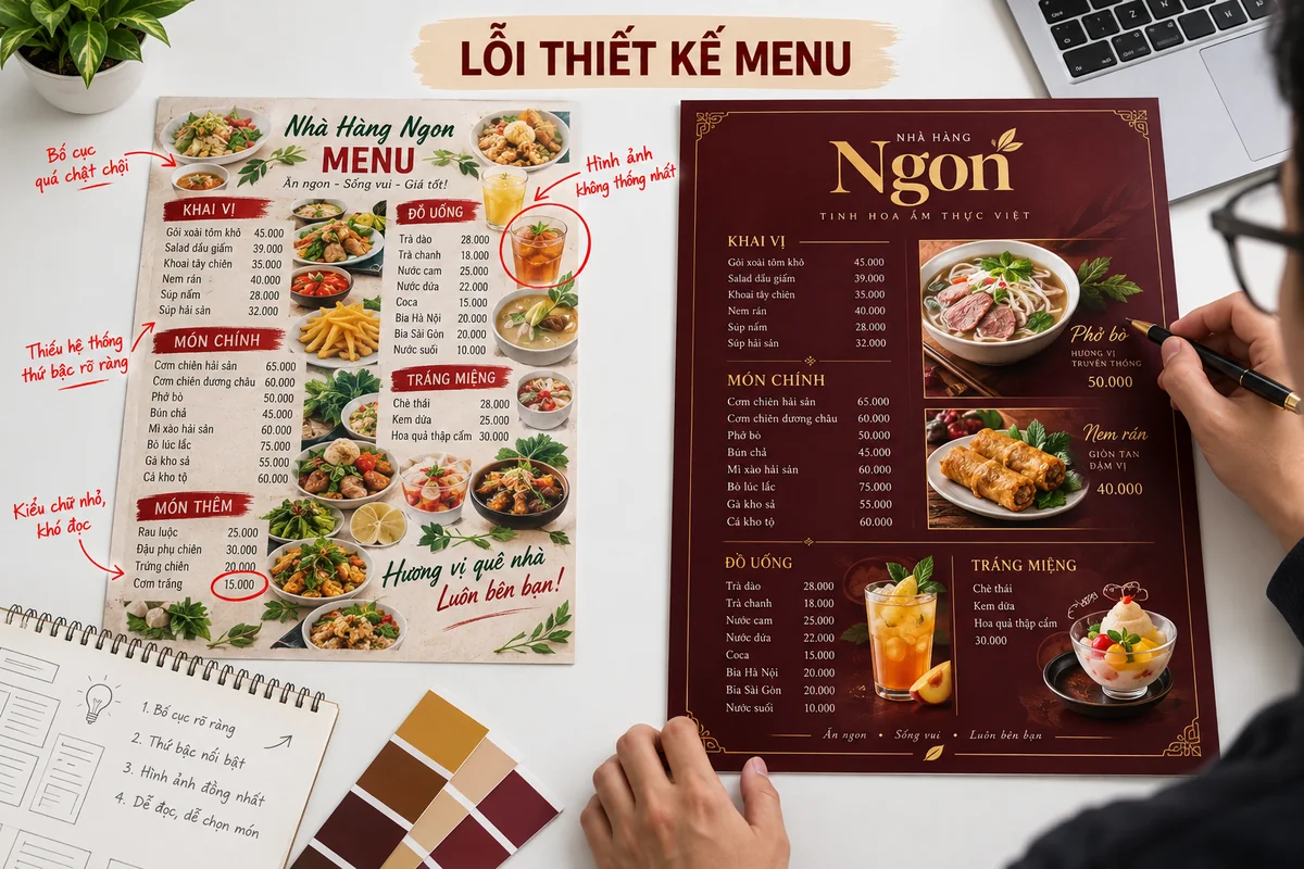Các lỗi thiết kế menu thường gặp – ảnh chụp thực tế