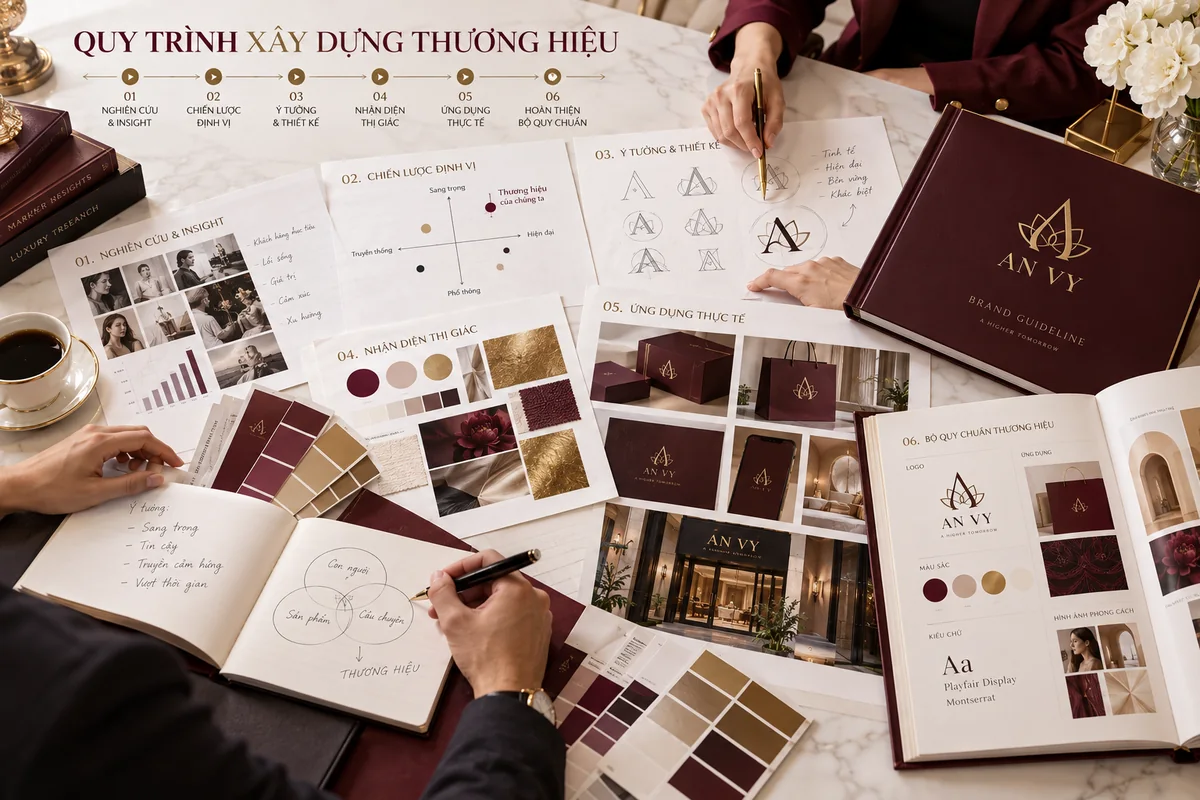 Quy trình xây dựng bộ nhận diện thương hiệu toàn diện – ảnh chụp thực tế