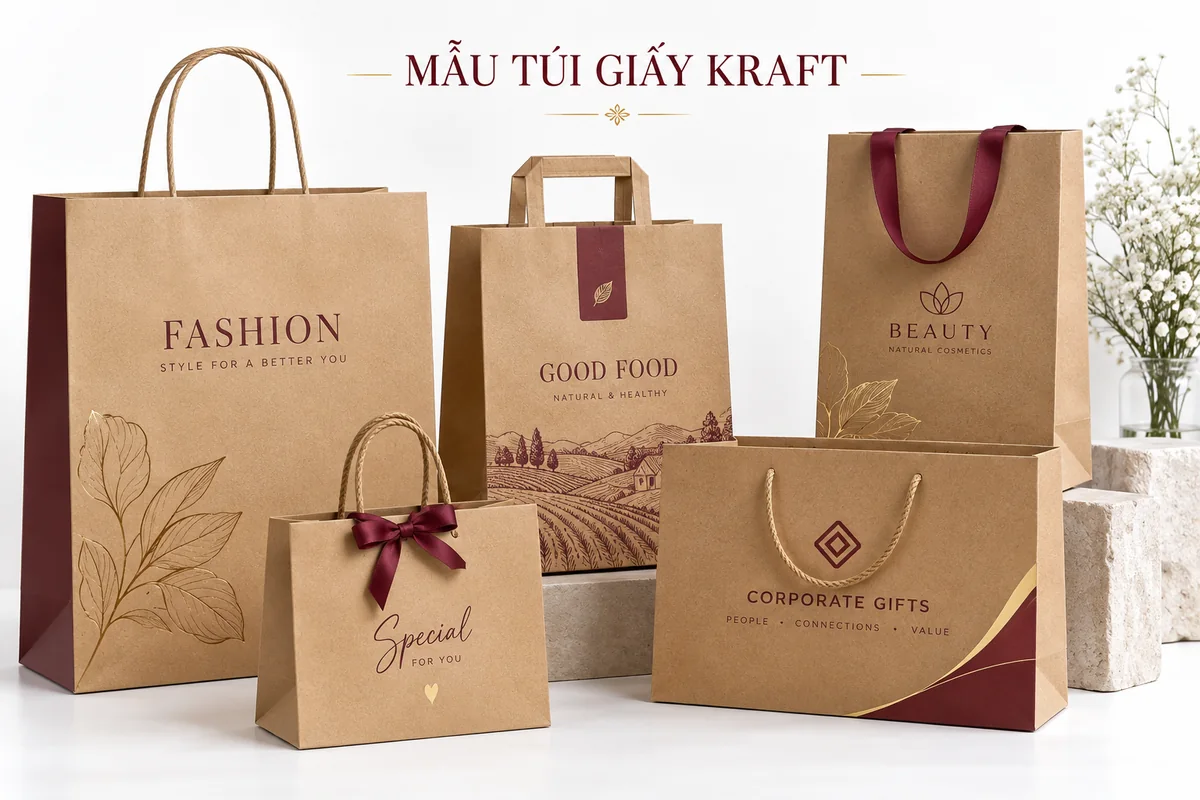 Các mẫu túi giấy Kraft được ưa chuộng nhất – ảnh chụp thực tế