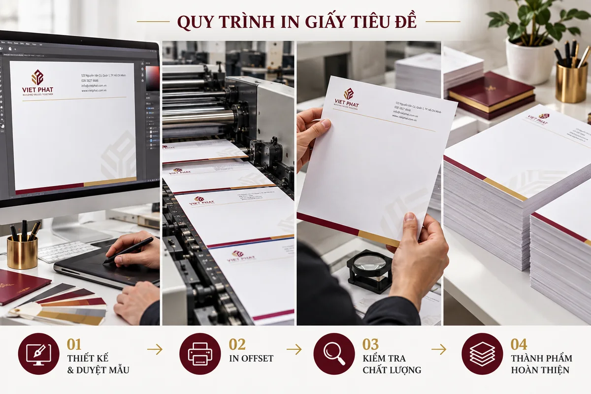 Quy trình in giấy tiêu đề tại Ánh Dương – ảnh chụp thực tế